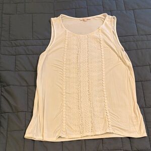 Skies Are Blue Cream Lace-Trim Tank